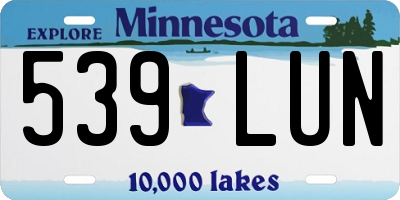 MN license plate 539LUN