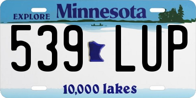 MN license plate 539LUP