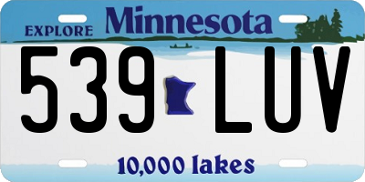 MN license plate 539LUV