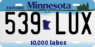 MN license plate 539LUX