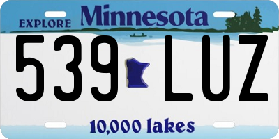MN license plate 539LUZ
