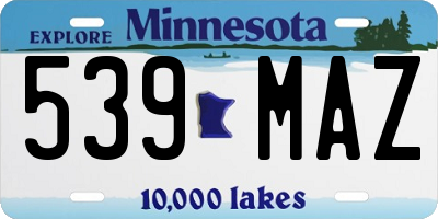MN license plate 539MAZ