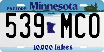 MN license plate 539MCO