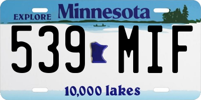 MN license plate 539MIF
