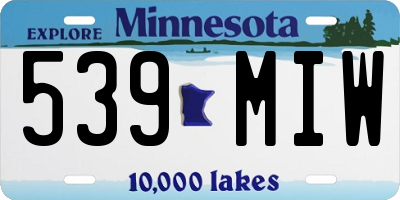 MN license plate 539MIW