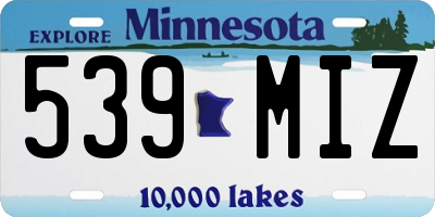 MN license plate 539MIZ