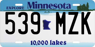MN license plate 539MZK