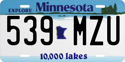 MN license plate 539MZU