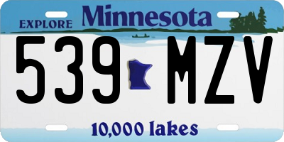 MN license plate 539MZV