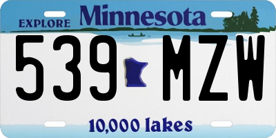 MN license plate 539MZW