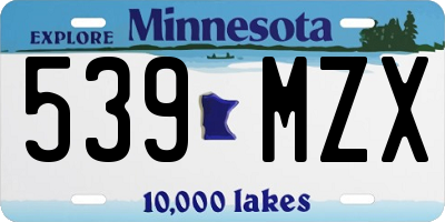 MN license plate 539MZX