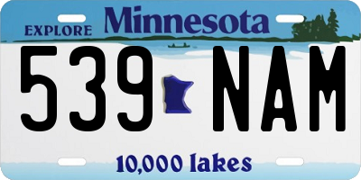 MN license plate 539NAM