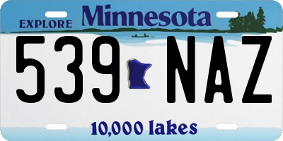 MN license plate 539NAZ