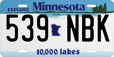 MN license plate 539NBK