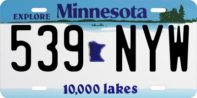 MN license plate 539NYW