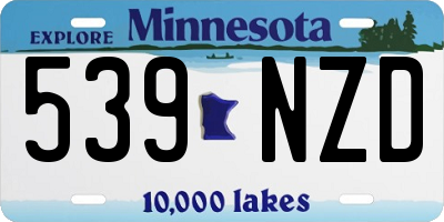 MN license plate 539NZD