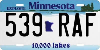 MN license plate 539RAF