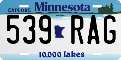 MN license plate 539RAG