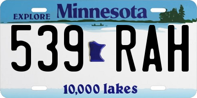 MN license plate 539RAH