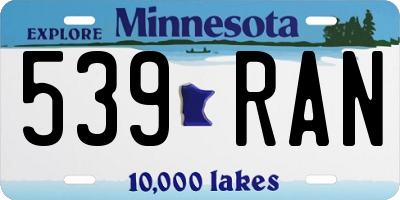 MN license plate 539RAN