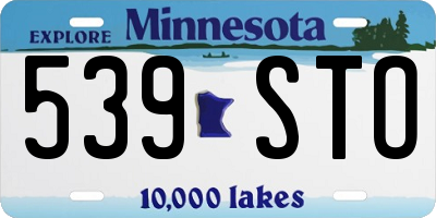 MN license plate 539STO