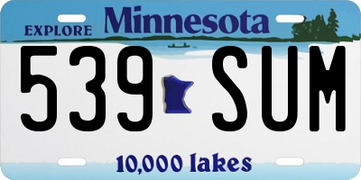MN license plate 539SUM