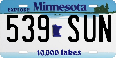 MN license plate 539SUN