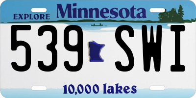 MN license plate 539SWI
