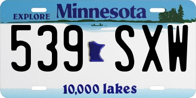 MN license plate 539SXW