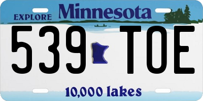 MN license plate 539TOE