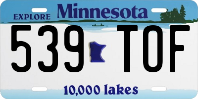 MN license plate 539TOF