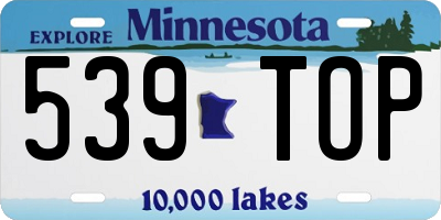 MN license plate 539TOP