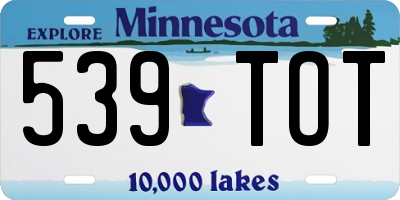 MN license plate 539TOT