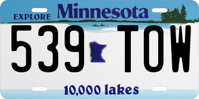 MN license plate 539TOW
