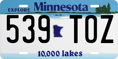 MN license plate 539TOZ