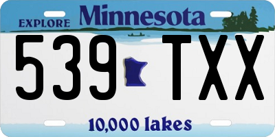 MN license plate 539TXX