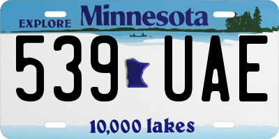 MN license plate 539UAE