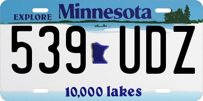 MN license plate 539UDZ