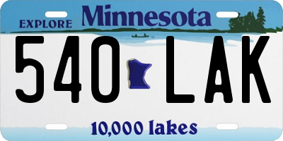 MN license plate 540LAK