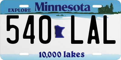 MN license plate 540LAL