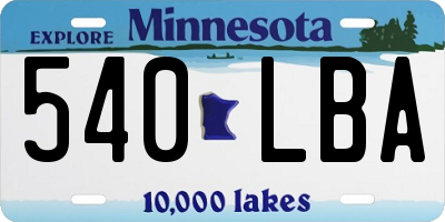 MN license plate 540LBA