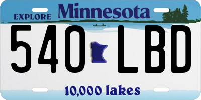 MN license plate 540LBD