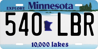 MN license plate 540LBR