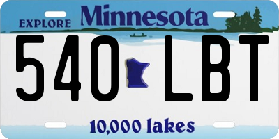 MN license plate 540LBT