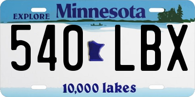 MN license plate 540LBX