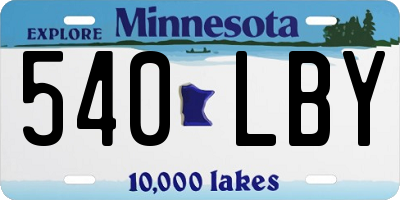 MN license plate 540LBY