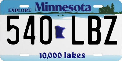 MN license plate 540LBZ