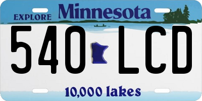 MN license plate 540LCD