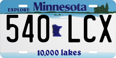 MN license plate 540LCX