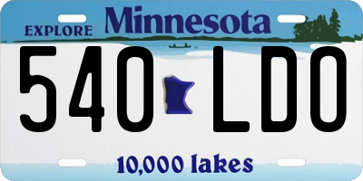 MN license plate 540LDO